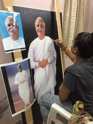 Army Bhanderi working on artwork of Brahma Kumaris - Brahma Baba
