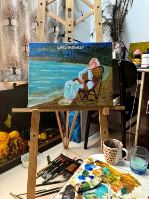 Artwork of Narendra Modi, Prime Minister of India since 2014 promoting Lakshadweep tourism