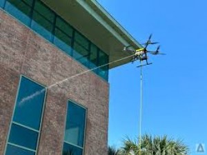 building window cleaning with drone