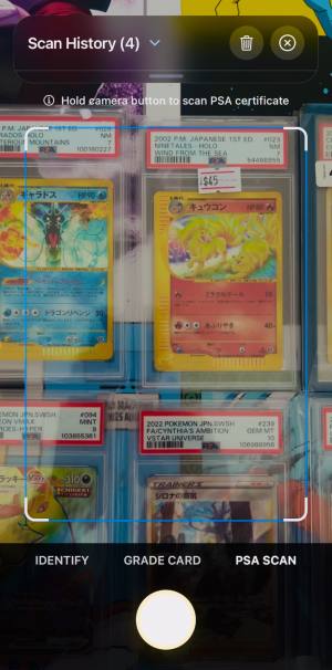 BankTCG multi card scanner