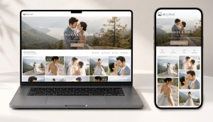 GalleryDock online client gallery displayed on a laptop and smartphone.